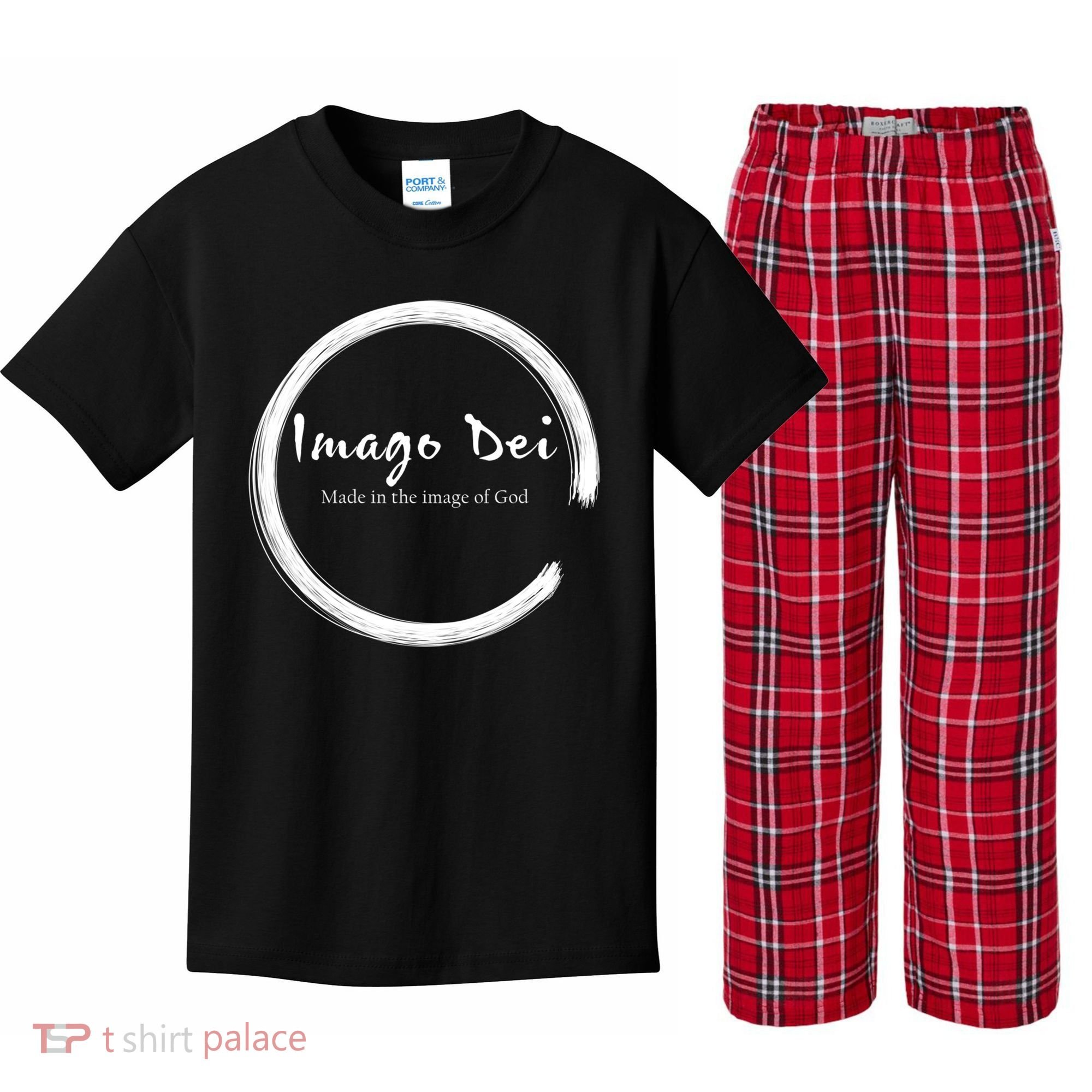 Imago Dei Made In The Image Of God Latin Funny Gift Kids Plaid Pajama Set