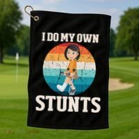 I Do My Own Stunts Broken Leg Get Well Soon Recovery Gift Golf Towel thumb 1