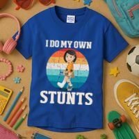 I Do My Own Stunts Broken Leg Get Well Soon Recovery Gift Kids T-Shirt thumb 3