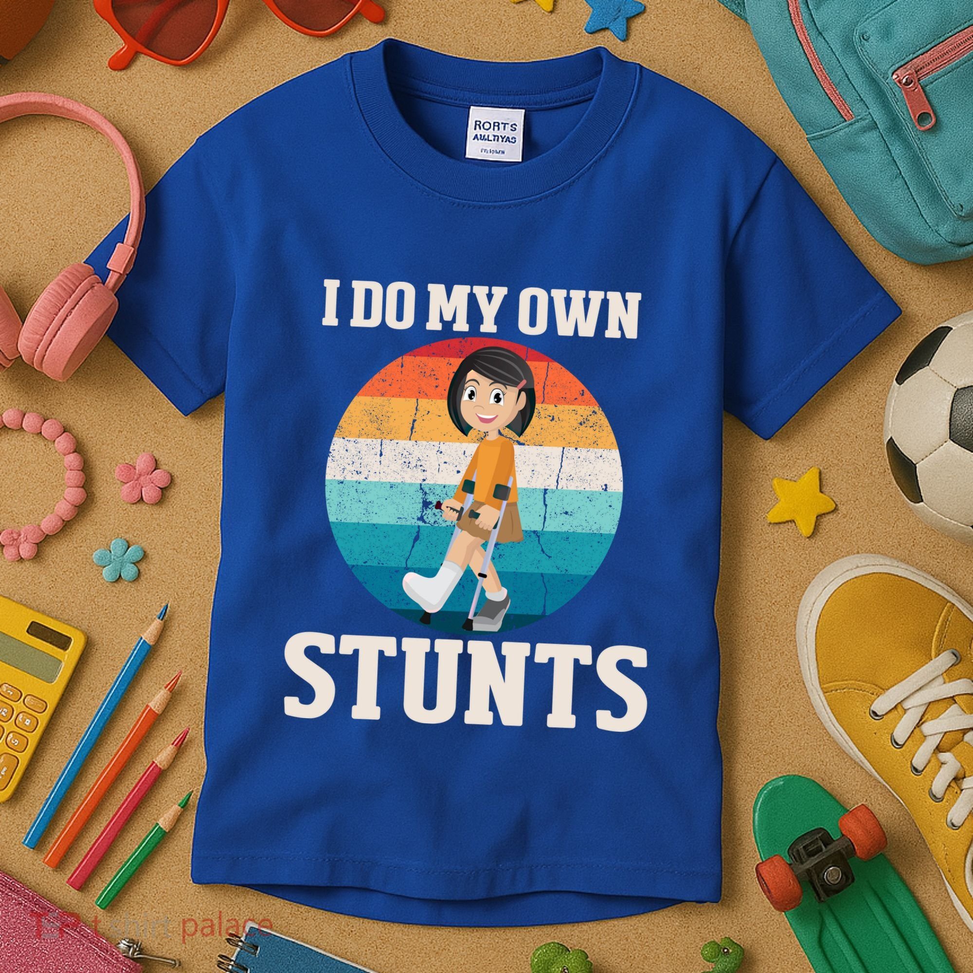 I Do My Own Stunts Broken Leg Get Well Soon Recovery Gift Kids T-Shirt
