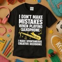 I Dont Make Mistakes When Playing Saxophone Funny Saxophone Marching Band Player Kids T-Shirt thumb 3