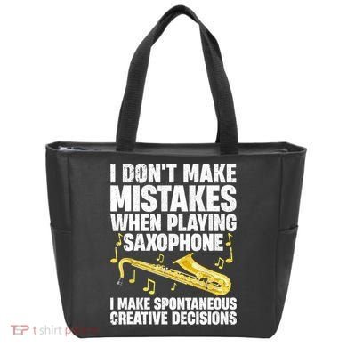 I Dont Make Mistakes When Playing Saxophone Funny Saxophone Marching Band Player Tote Bag