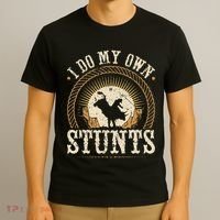 I Do My Own Stunts Bull Riding Rodeo Cowboy Bull Rider T-Shirt thumb 3