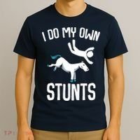 I Do My Own Stunts Get Well Gifts Funny Horse Riders Animal T-Shirt thumb 3