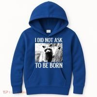 I Did Not Ask To Be Born Raccoon Lovers Garbage Trash Panda Kids Hoodie thumb 0