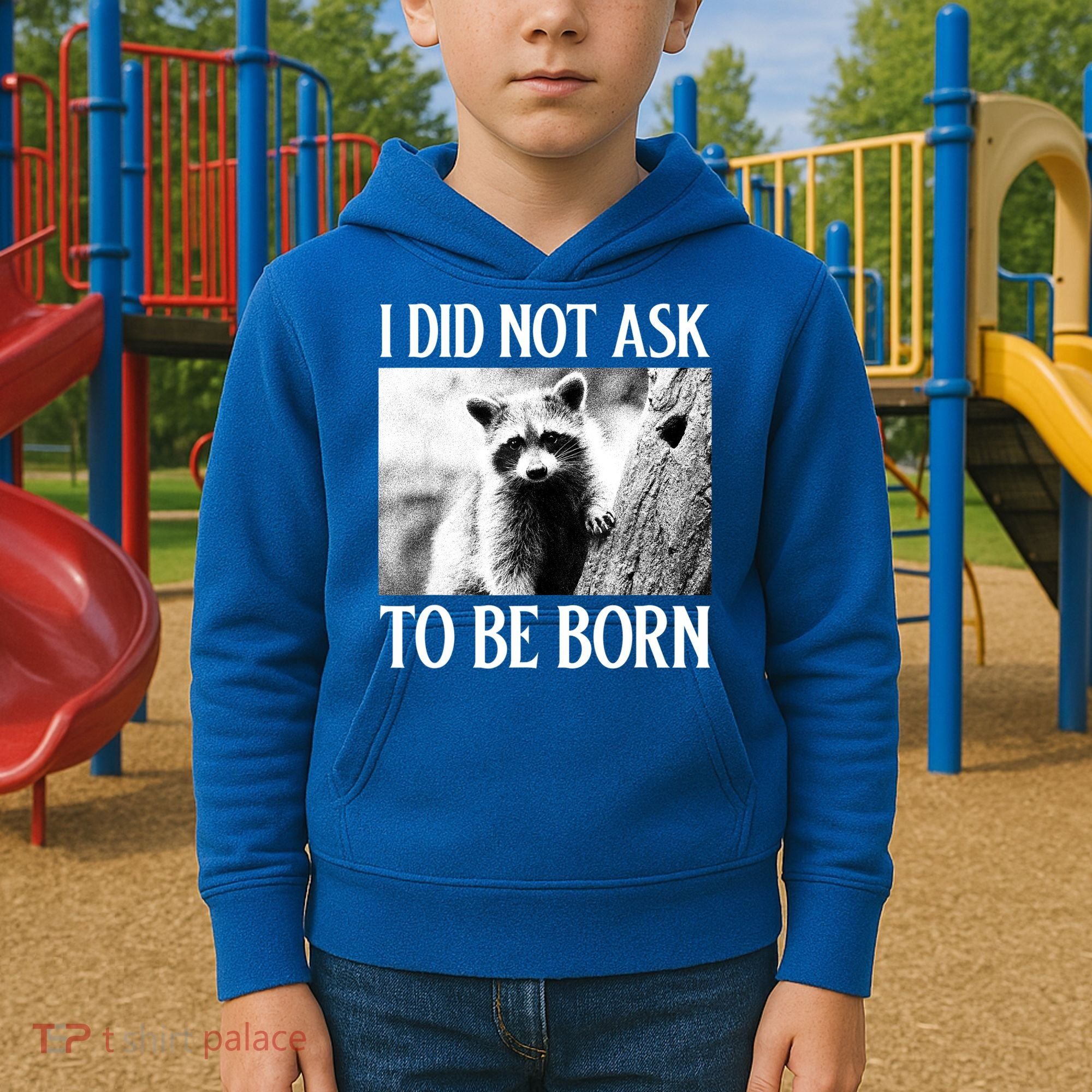 I Did Not Ask To Be Born Raccoon Lovers Garbage Trash Panda Kids Hoodie