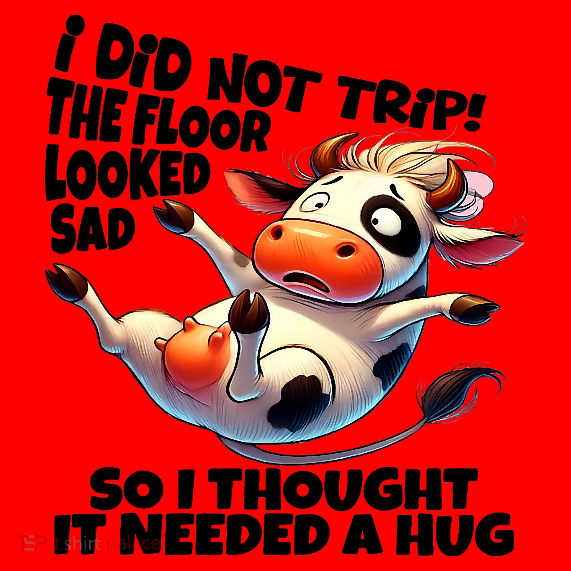 I Did Not Trip! The Floor Looked Sad Funny Cow Farming Santa Hat