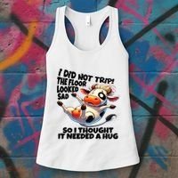 I Did Not Trip! The Floor Looked Sad Funny Cow Farming Women's Tank Top thumb 3