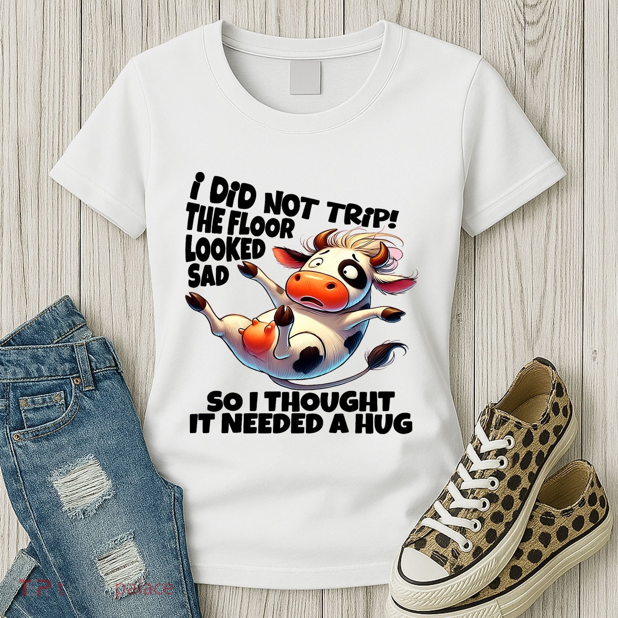 I Did Not Trip! The Floor Looked Sad Funny Cow Farming Women's T-Shirt