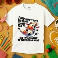 I Did Not Trip! The Floor Looked Sad Funny Cow Farming Kids T-Shirt thumb 3