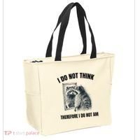 I Do Not Think Therefore I Do Not Am Raccoon Philosopher Tote Bag thumb 2