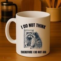 I Do Not Think Therefore I Do Not Am Raccoon Philosopher Coffee Mug thumb 4