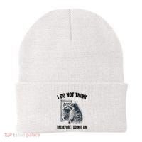 I Do Not Think Therefore I Do Not Am Raccoon Philosopher Beanie thumb 0