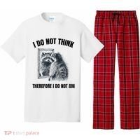 I Do Not Think Therefore I Do Not Am Raccoon Philosopher Pajama Set thumb 0
