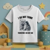 I Do Not Think Therefore I Do Not Am Raccoon Philosopher Toddler T-Shirt thumb 3