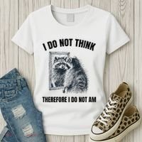 I Do Not Think Therefore I Do Not Am Raccoon Philosopher Women's T-Shirt thumb 3