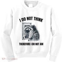 I Do Not Think Therefore I Do Not Am Raccoon Philosopher Kids Sweatshirt thumb 0