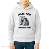 I Do Not Think Therefore I Do Not Am Raccoon Philosopher Kids Hoodie thumb 4