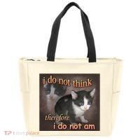 I Do Not Think Therefore I Do Not Am Cat Meme Tote Bag thumb 0