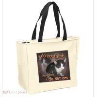 I Do Not Think Therefore I Do Not Am Cat Meme Tote Bag thumb 2