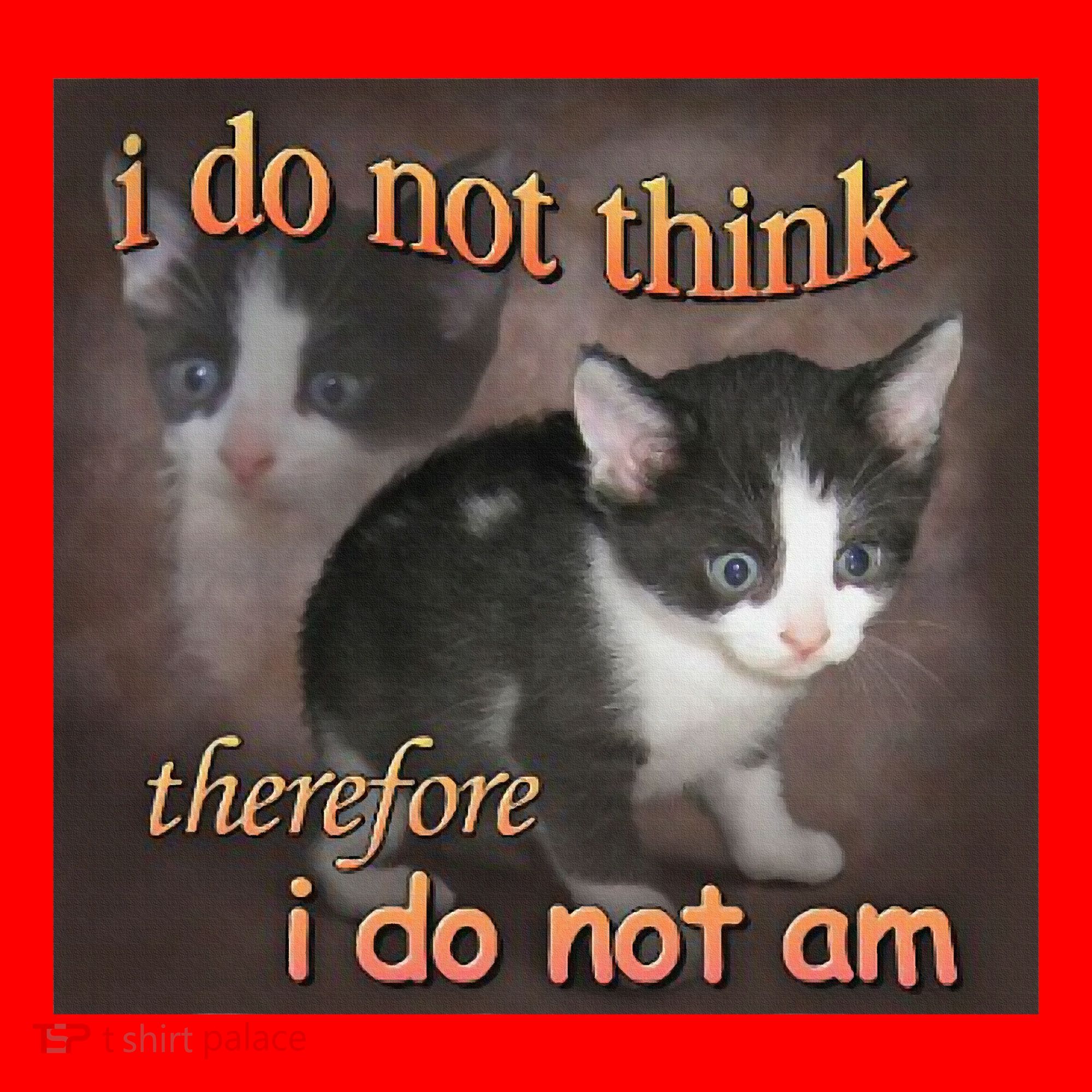 I Do Not Think Therefore I Do Not Am Cat Meme Santa Hat