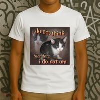 I Do Not Think Therefore I Do Not Am Cat Meme T-Shirt thumb 3