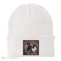 I Do Not Think Therefore I Do Not Am Cat Meme Beanie thumb 0