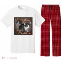 I Do Not Think Therefore I Do Not Am Cat Meme Pajama Set thumb 0
