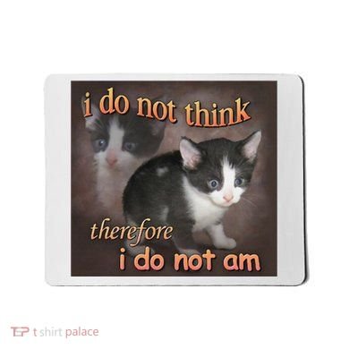 I Do Not Think Therefore I Do Not Am Cat Meme Mousepad