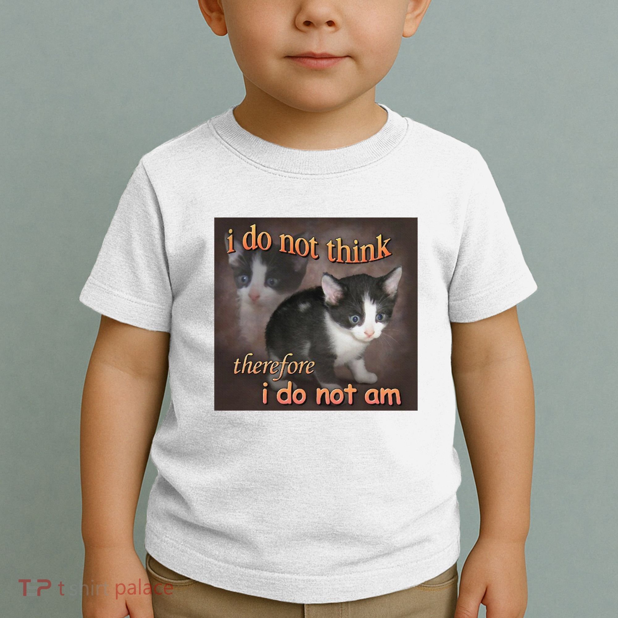 I Do Not Think Therefore I Do Not Am Cat Meme Toddler T-Shirt