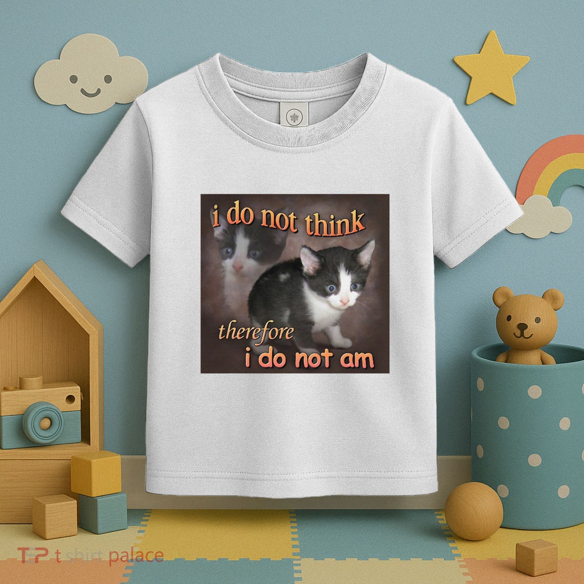 I Do Not Think Therefore I Do Not Am Cat Meme Toddler T-Shirt