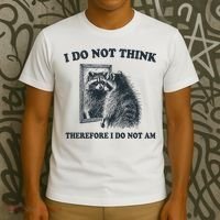 I Do Not Think Therefore I Do Not Am Raccoon Philosopher T-Shirt thumb 3