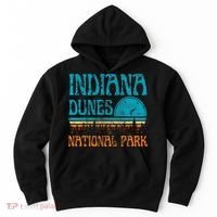 Indiana Dunes National Park Lake Michigan Retro Sunset Hoodie thumb 0