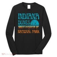 Indiana Dunes National Park Lake Michigan Retro Sunset Long Sleeve Shirt thumb 0