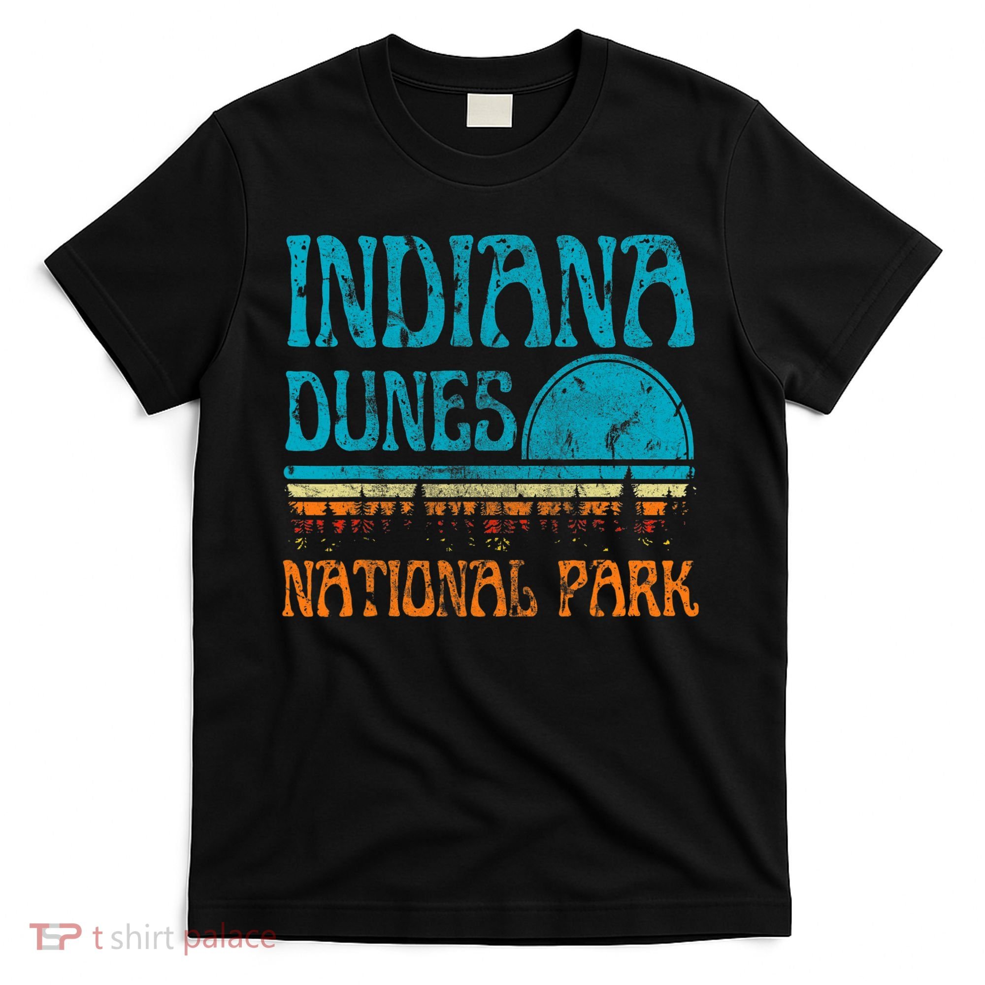 Indiana Dunes National Park Lake Michigan Retro Sunset T-Shirt