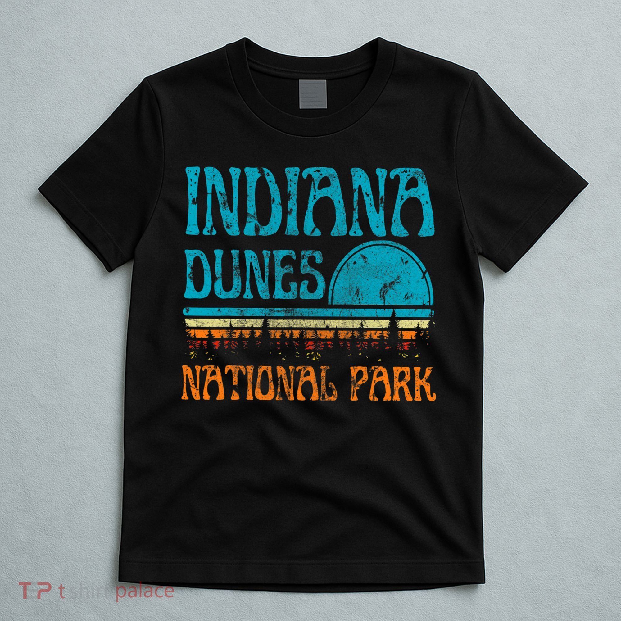 Indiana Dunes National Park Lake Michigan Retro Sunset T-Shirt