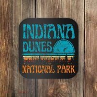 Indiana Dunes National Park Lake Michigan Retro Sunset Coaster thumb 0