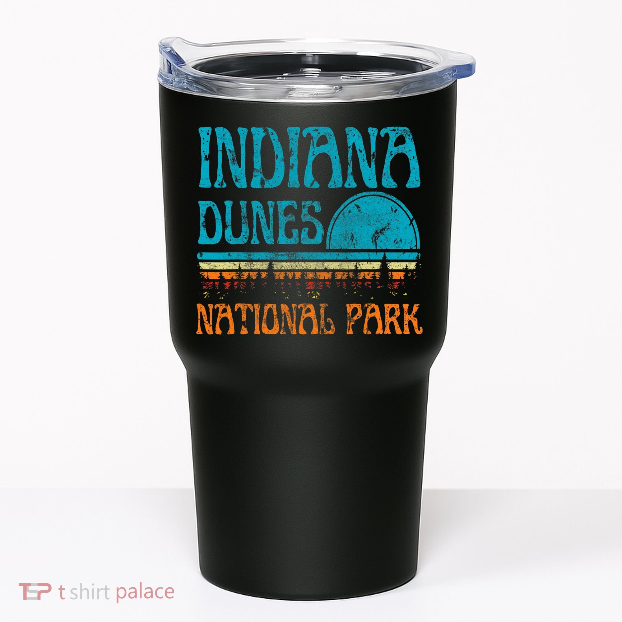 Indiana Dunes National Park Lake Michigan Retro Sunset Tumbler
