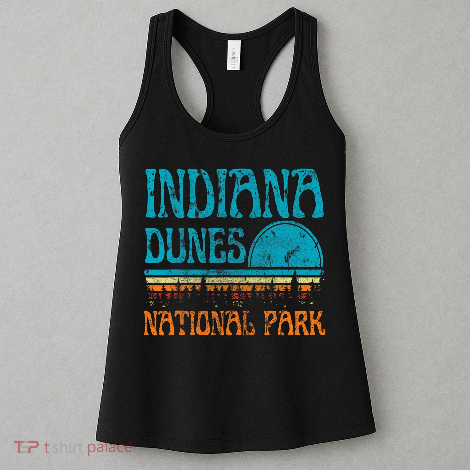 Indiana Dunes National Park Lake Michigan Retro Sunset Women's Tank Top