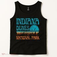 Indiana Dunes National Park Lake Michigan Retro Sunset Tank Top thumb 2