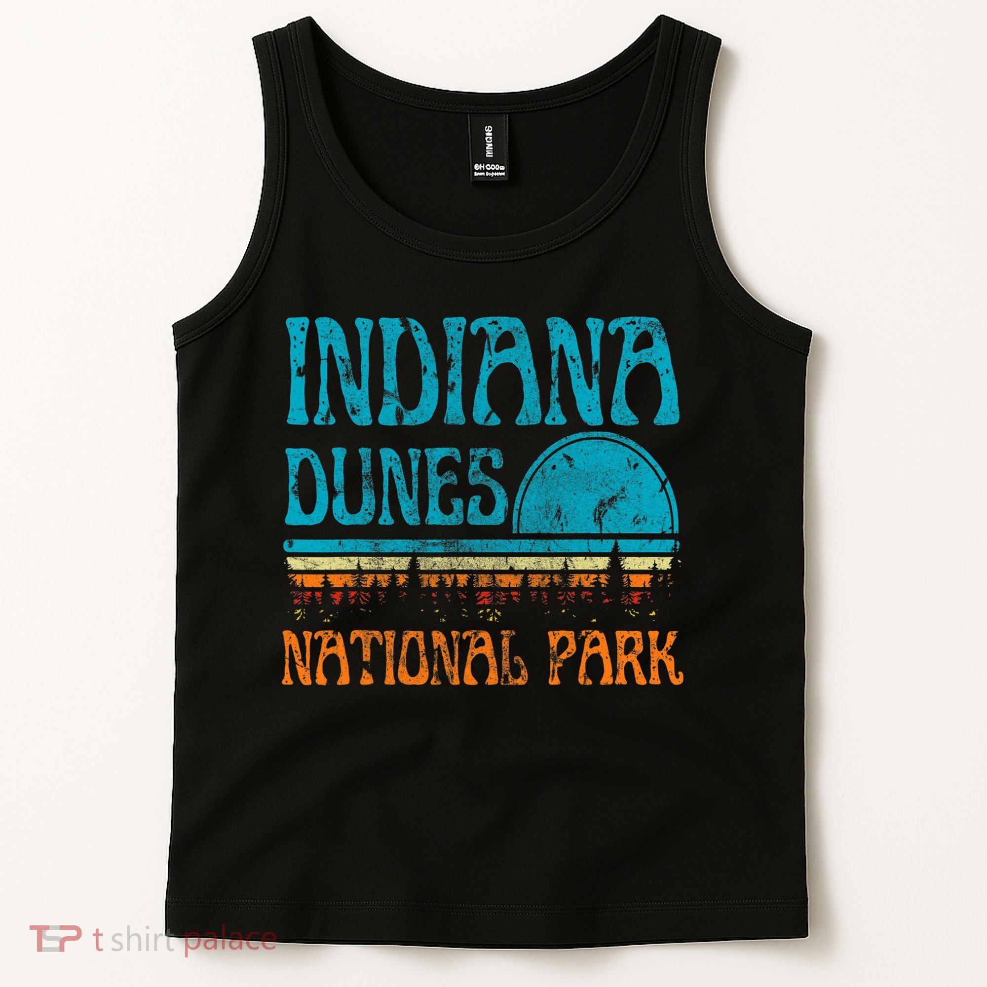 Indiana Dunes National Park Lake Michigan Retro Sunset Tank Top