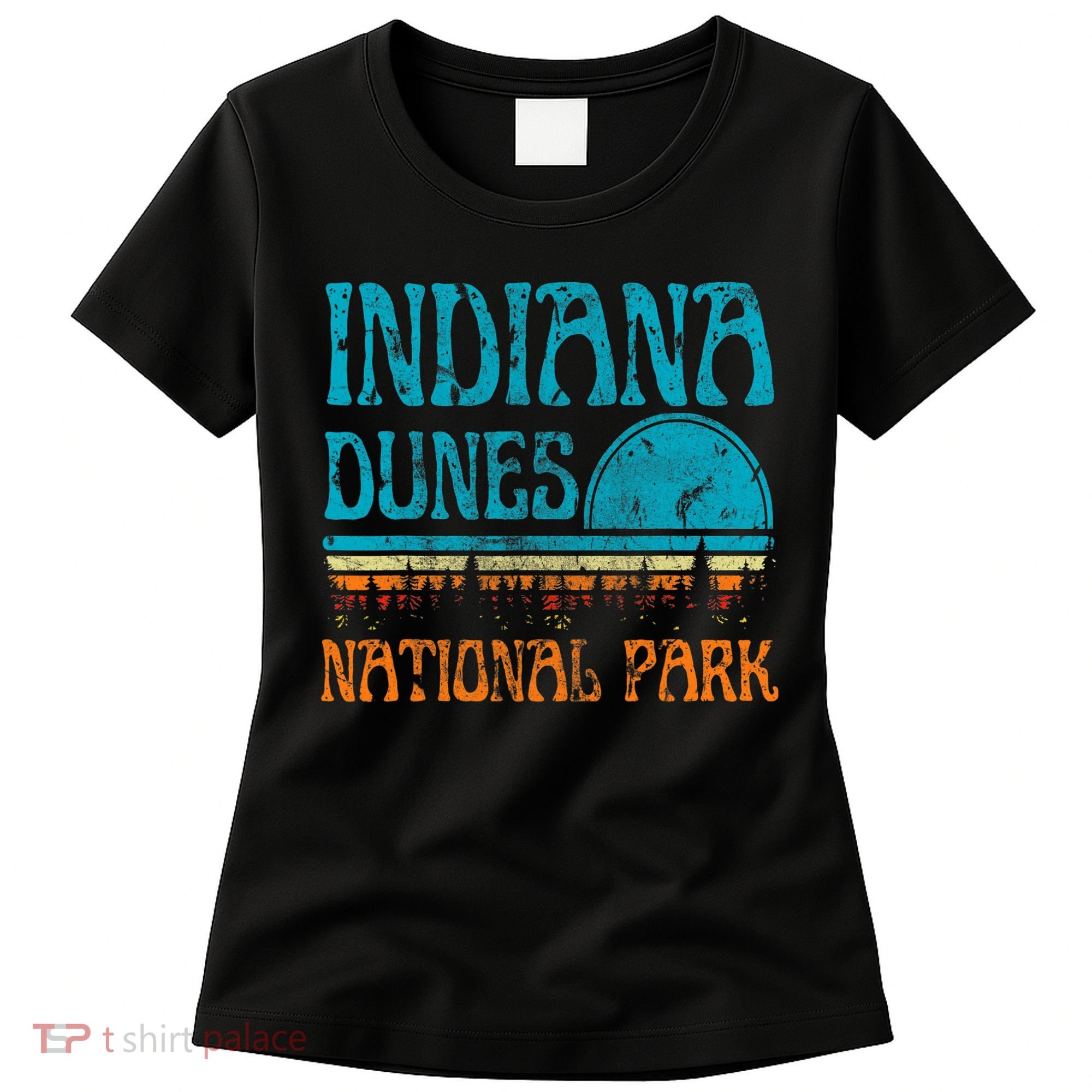 Indiana Dunes National Park Lake Michigan Retro Sunset Women's T-Shirt
