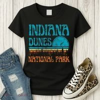 Indiana Dunes National Park Lake Michigan Retro Sunset Women's T-Shirt thumb 3