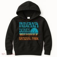 Indiana Dunes National Park Lake Michigan Retro Sunset Kids Hoodie thumb 0