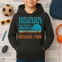 Indiana Dunes National Park Lake Michigan Retro Sunset Kids Hoodie thumb 2