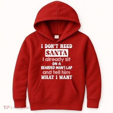 I DonT Need Santa I Already Sit On A Bearded ManS Lap Kids Hoodie
