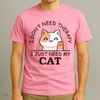I Don't Need Therapy I Just Need My Cat Cute T-Shirt thumb 3