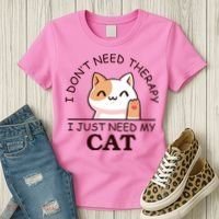 I Don't Need Therapy I Just Need My Cat Cute Women's T-Shirt thumb 3