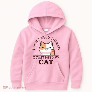 I Don't Need Therapy I Just Need My Cat Cute Kids Hoodie