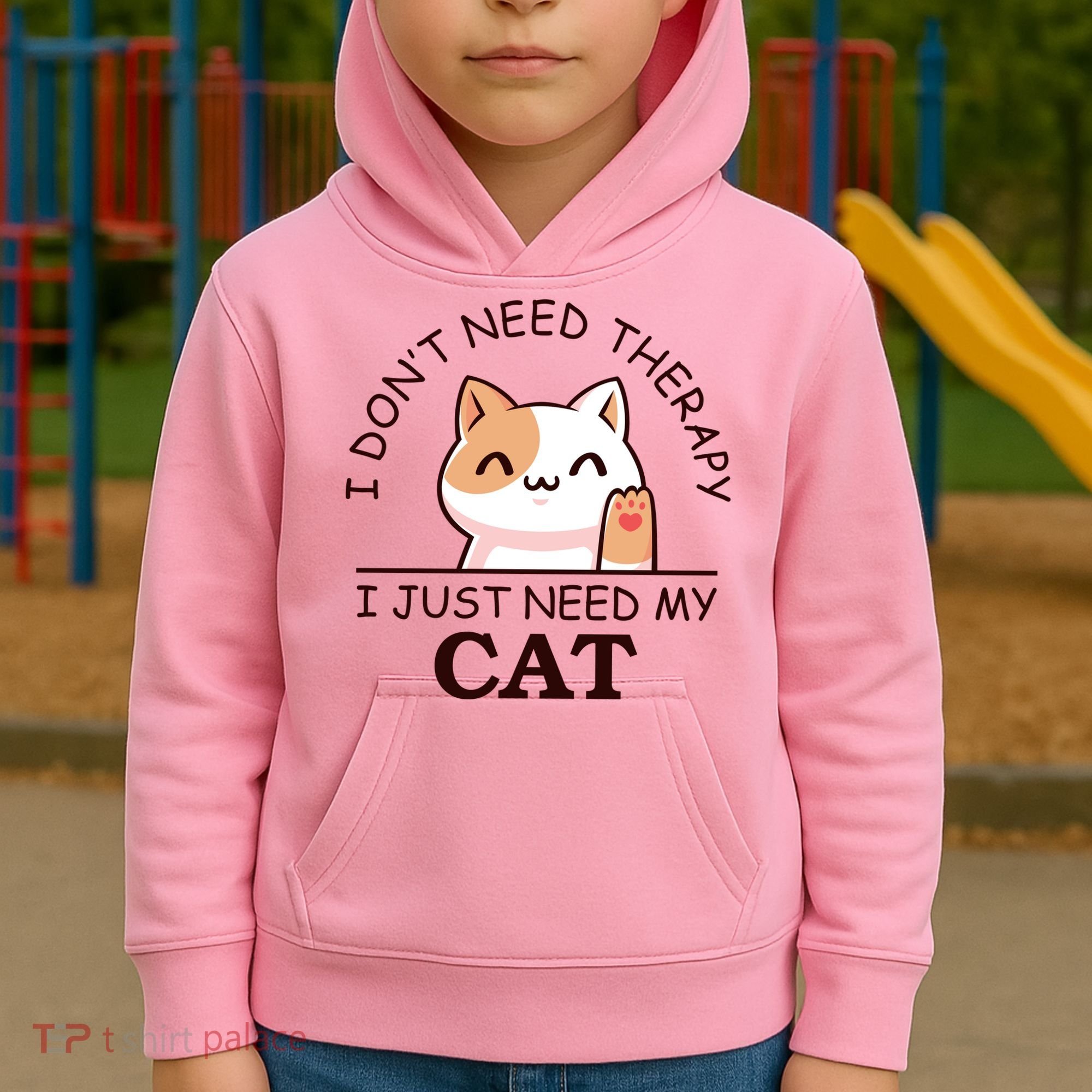 I Don't Need Therapy I Just Need My Cat Cute Kids Hoodie